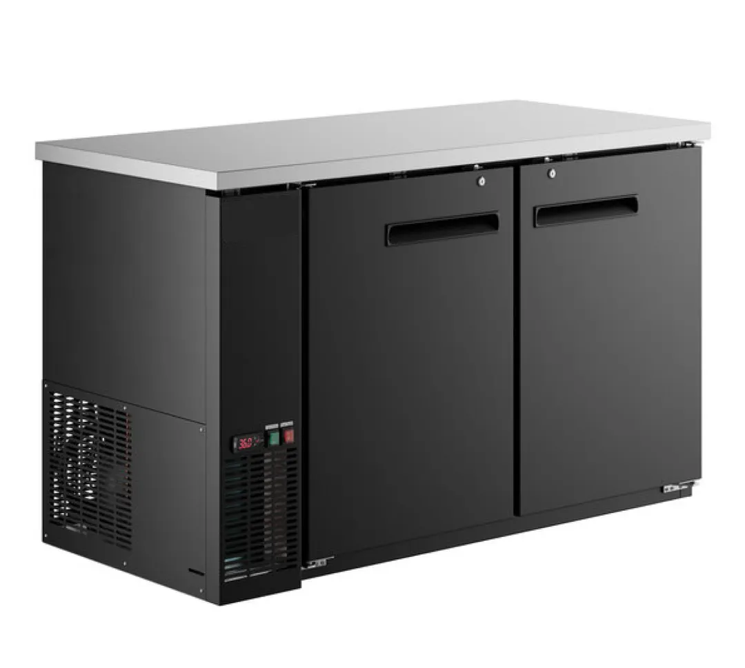 Drago America DRBB27-59SH Back Bar Cooler, 60"W×27.8"D×35.6"H, 17 ft³, Top Black, 2 Doors Side‑Mount