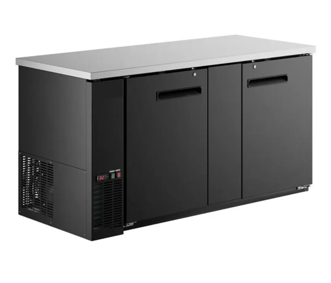 Drago America DRBB27-69SH Bar Cooler, 60"x27.8"x35.6", 21 ft³, Black Top, 2 Doors LED PVC R290 115V