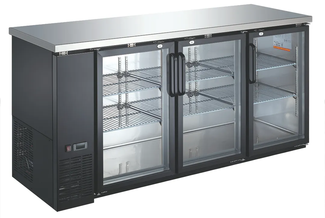 Drago America DRBB27-90GH Cooler, 60" W X 28" D X 36" H, 28 ft³, Black, 3-Glass Doors, 115V 1/2 HP