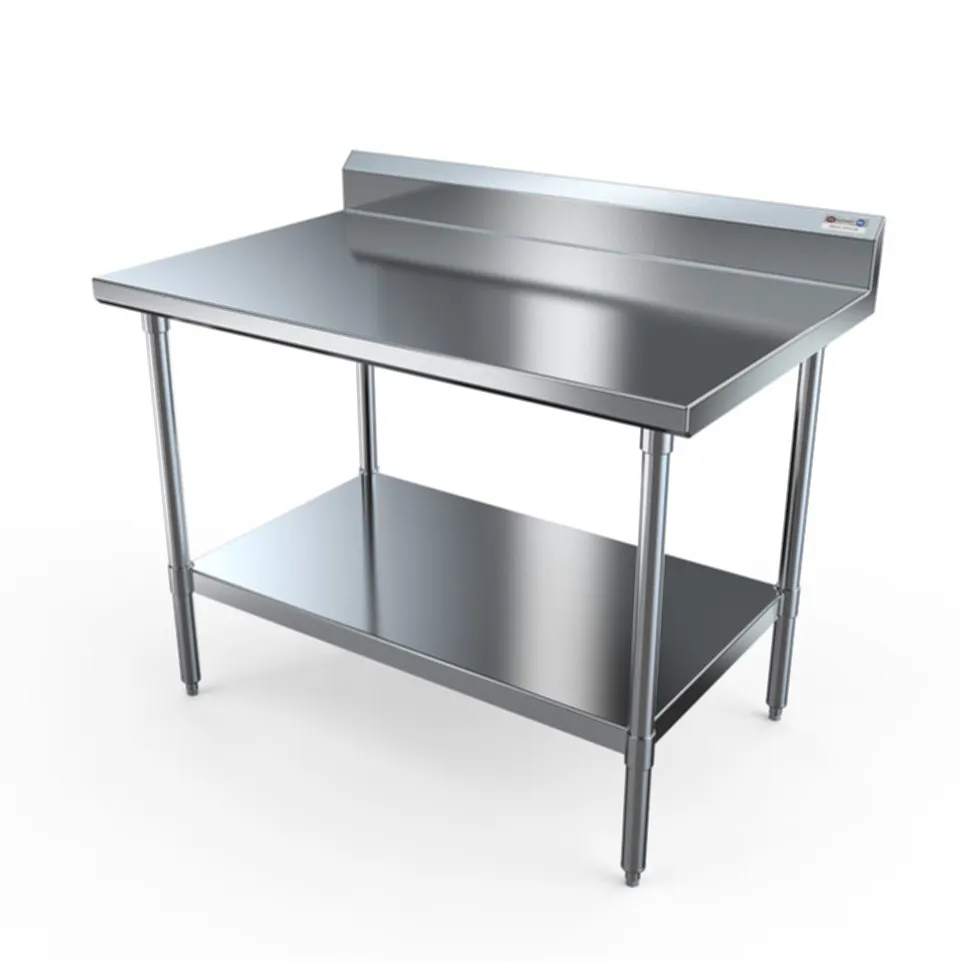 NBR Equipment TS4-3030R5 30" Open Base Work Table with Undershelf - 5" Backsplash