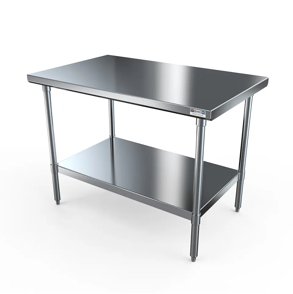 NBR Equipment TS4-3630 36" Open Base Work Table with Undershelf - Without Backsplash / 14 Gauge Top