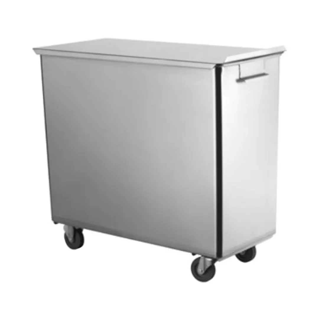 Baxter INGBIN-1CMPT1 1‑Comp Mobile Bin, Stainless Steel, 120‑lb (10‑19 gal) Sliding Cover, 3" Casters