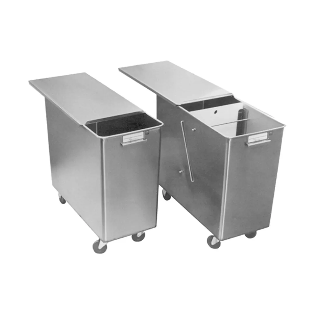 Baxter INGBIN-2COMPT 2-Compartment Mobile Bin, Stainless Sliding Cover, 120-lb 10-19 gal, 3" Casters
