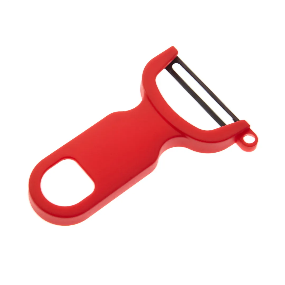 Mercer M33071RDB - Y-Peeler, 4" Length, High-Carbon Steel Blade, Red Handle, Smooth Edge