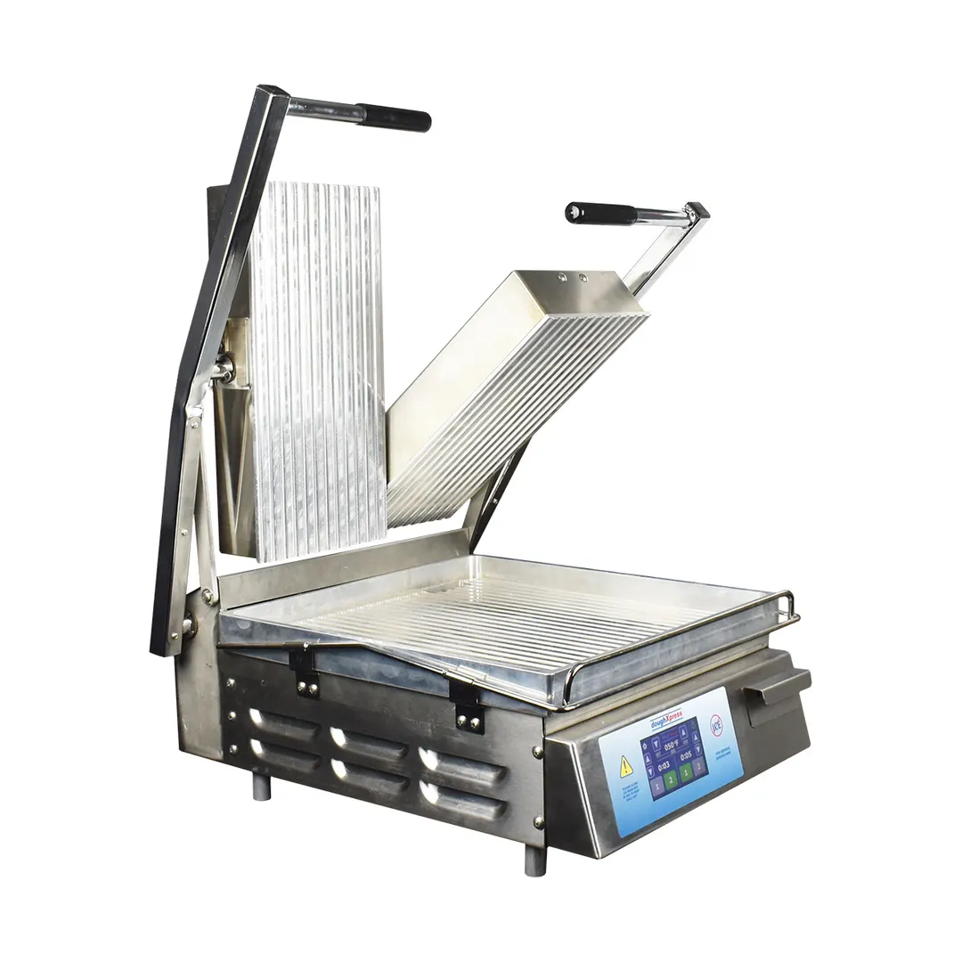 DoughXpress DXP-PS-1577 18" Double 2-Sided Panini Grill w/ Timer, Aluminum Grooved Plates,120V