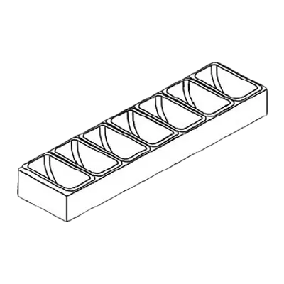 Perlick CC7 Condiment Tray with 7 Plastic Cups, 20‑1/4" Stainless Steel Rack