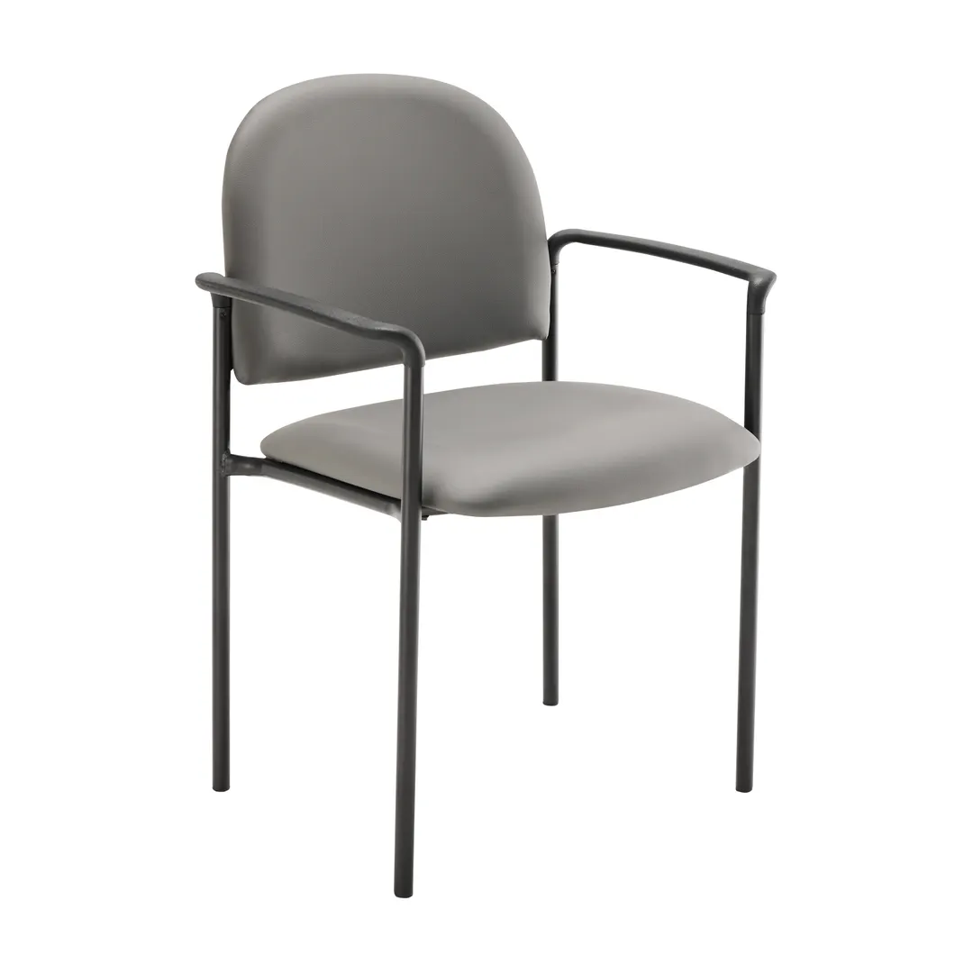 Flash Furniture BT-516-1-GRY-VINYL-GG Tiffany Reception Side Chair with Arms, 250 lb, Upholstered Back & Seat, Comfort Gray Vinyl