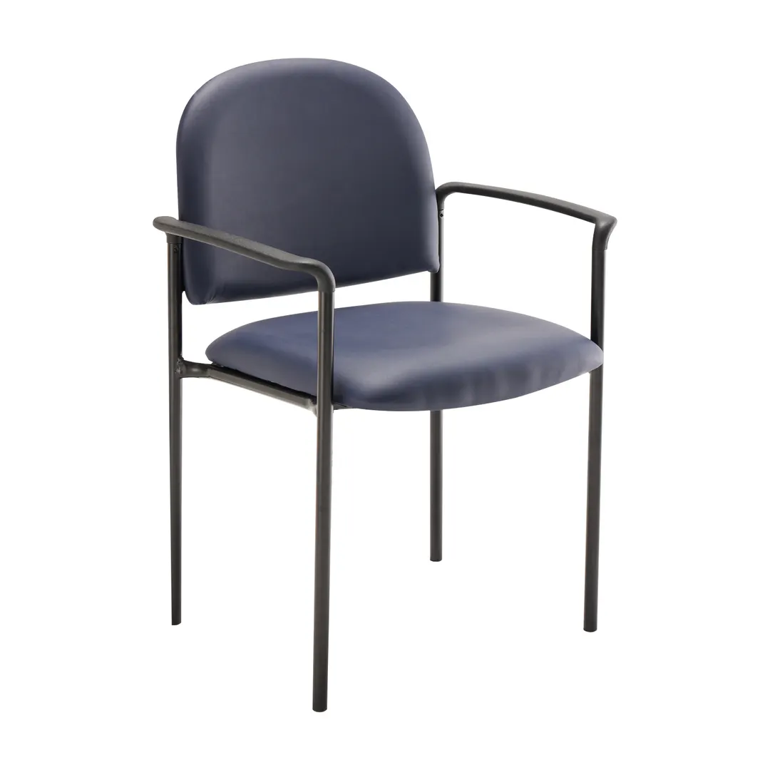 Flash Furniture BT-516-1-NVY-VINYL-GG Tiffany Reception Side Chair with Arms, 250 lb, Navy Vinyl Upholstery, Steel