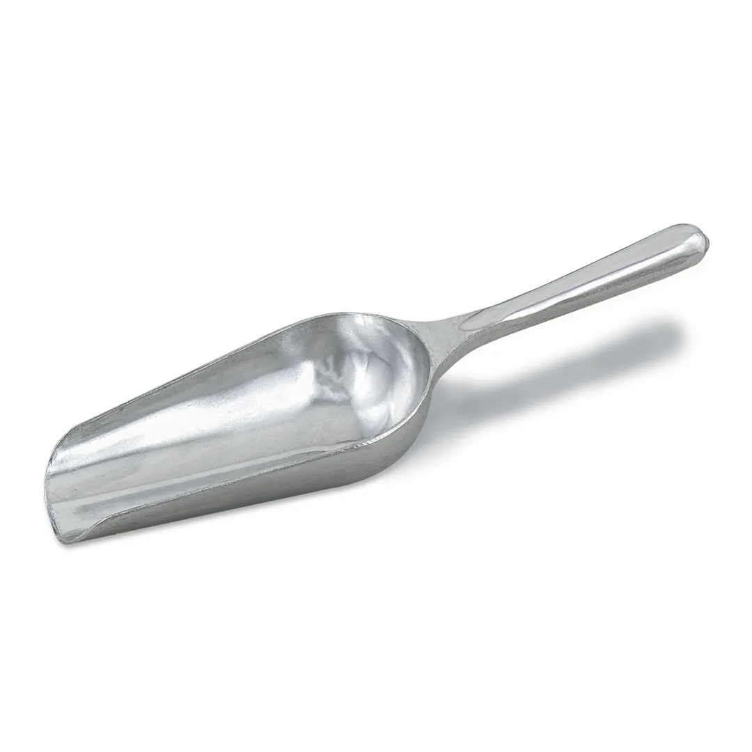 Browne USA 123 Ice Scoop - 4 Oz, 9" Length, 2-1/2" Wide Bowl, Die-Cast Aluminum, Polished