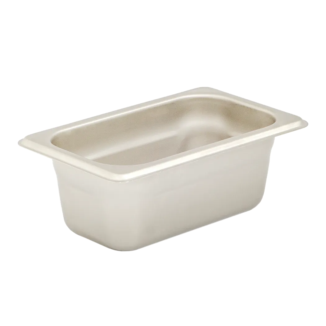 Browne USA 22194 Steam Table Pan, 1/9 1.1 Qt, 6-7/8" L x 4-1/4" W x 4" D, Anti-Jam, 22G 304 SS, NSF