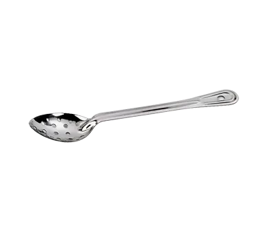 Browne USA 2752 Perforated Serving Spoon – 11" SS Mirror, Non‑Insulated Grooved Handle, 1.5 mm Rib