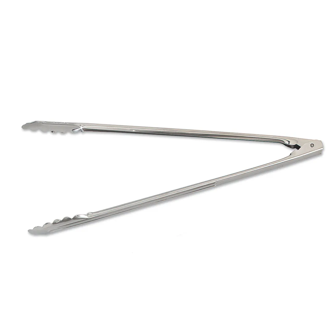 Browne USA 4513 Tongs – 14‑16" Stainless Steel Mirror, Coil, Scalloped Edges, 1.2 mm, No‑Coat Handle