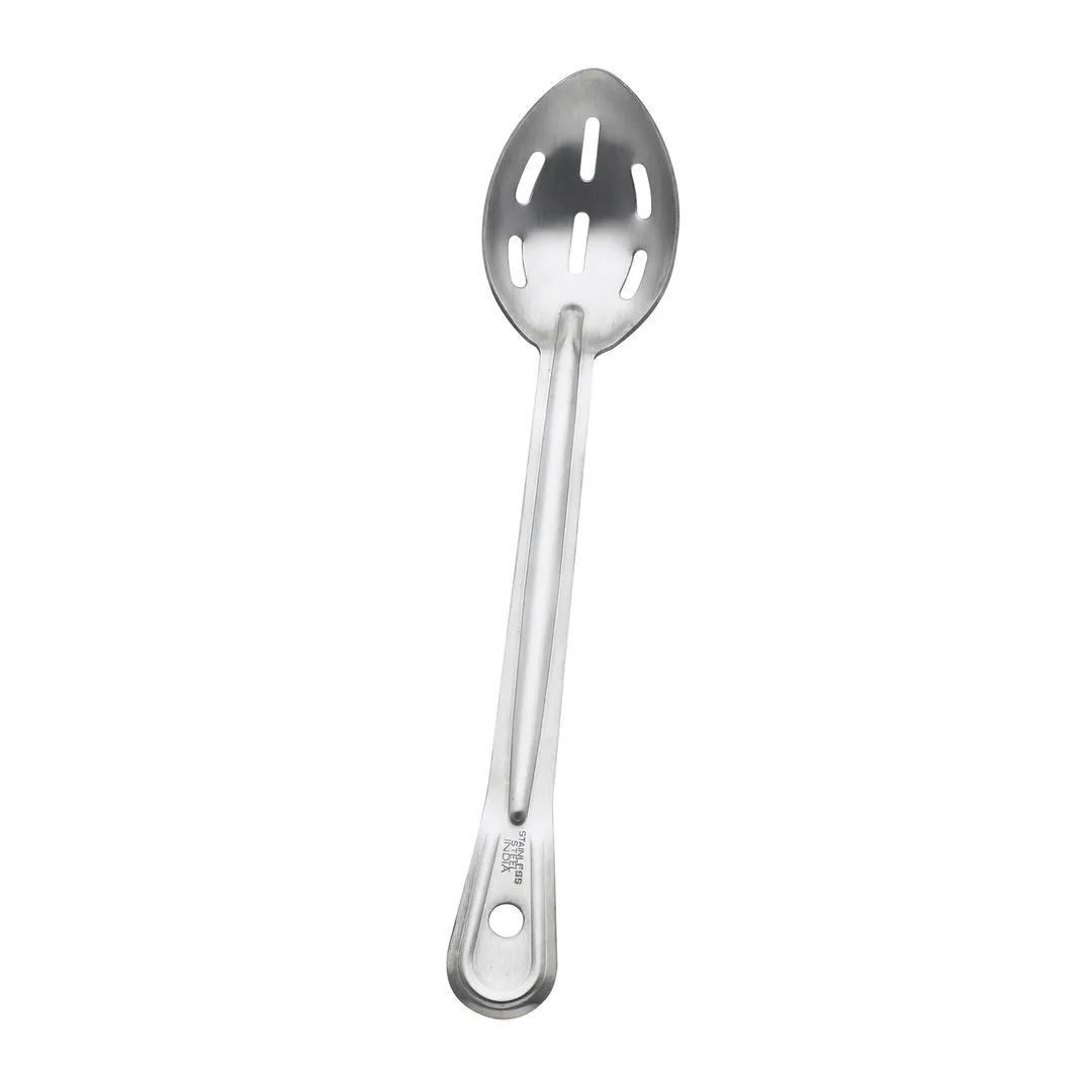 Browne USA 4774 Serving Spoon, 15" Slotted, Grooved Handle, 1.75 mm Stainless Steel Satin