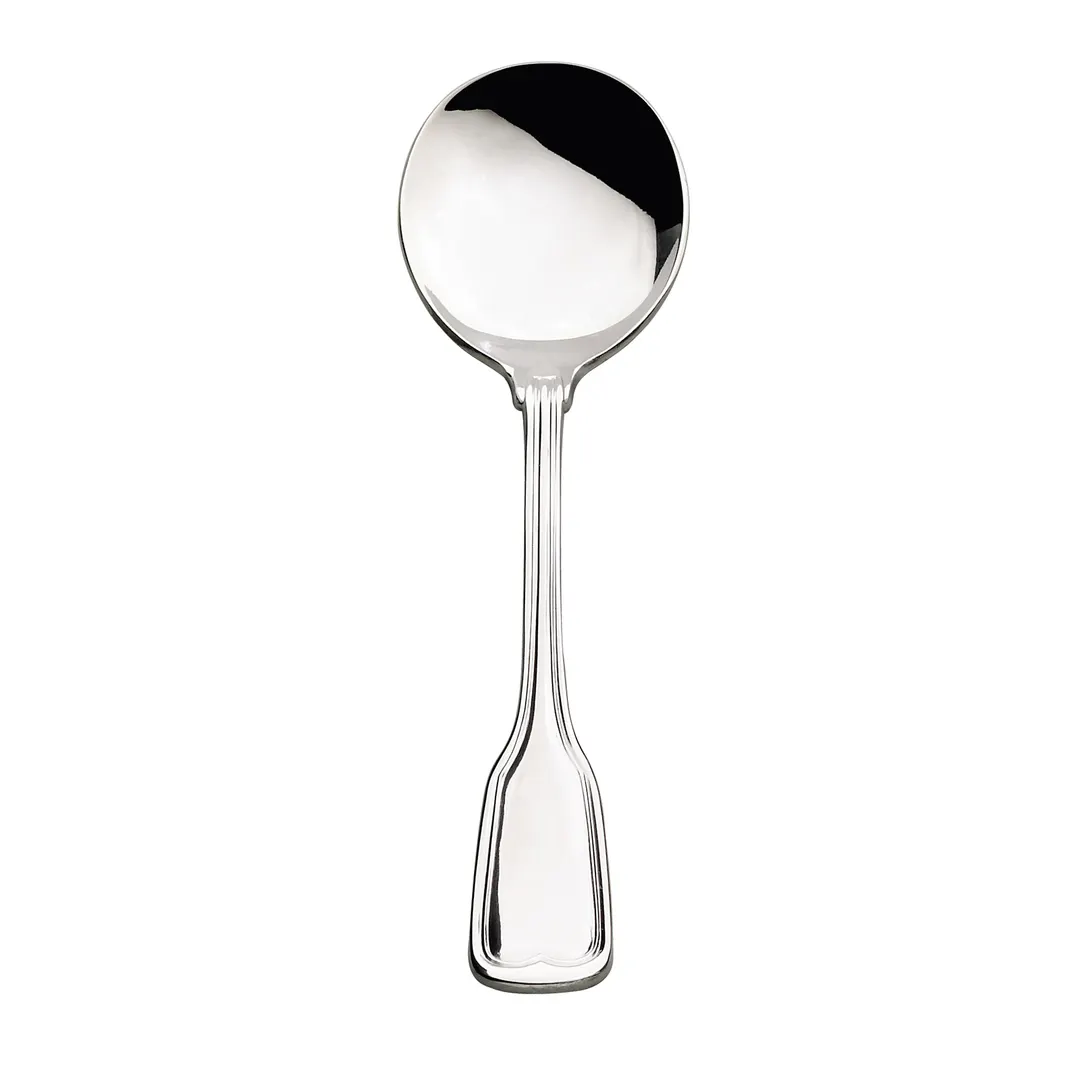Browne USA 502213 Lafayette Soup Spoon, 7" Round Bowl, 18/0 Stainless Steel, Mirror - Dozen