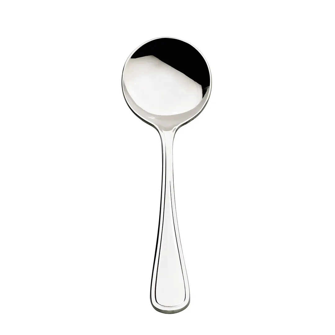 Browne USA 502413 Concerto Soup Spoon, 7" Round Bowl, 18/10 Stainless Steel, Mirror - 1 Dozen
