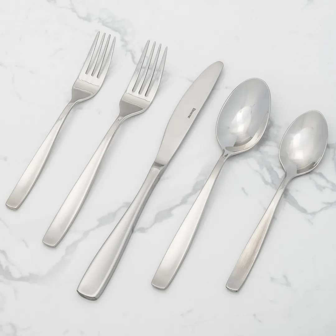 Browne USA 503015 Modena Oyster Fork, 5" 3‑Tine, 18/10 Stainless Steel, Satin - Dozen