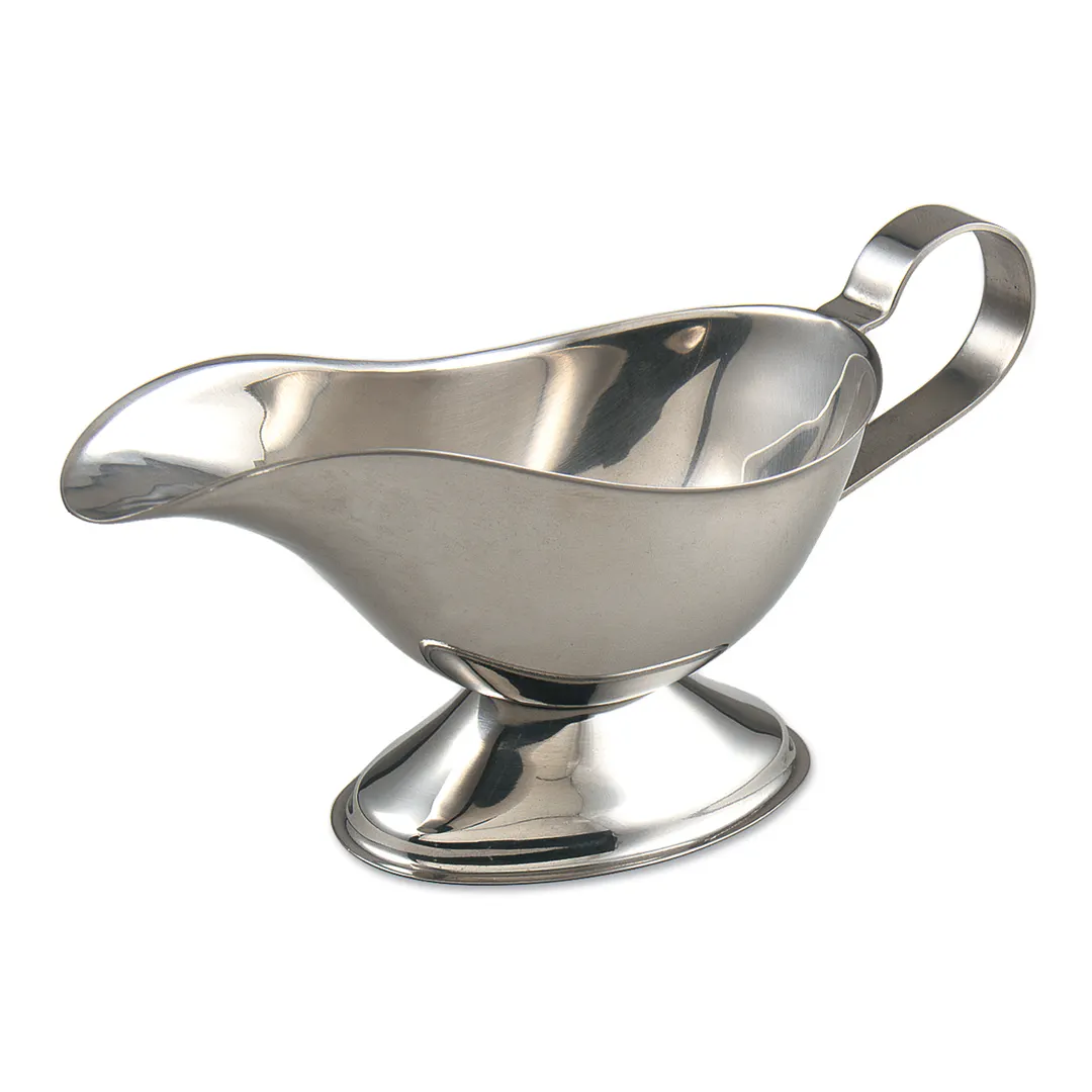 Browne USA 515039 Gravy Boat, 3 Oz, 6-3/10" x 3-3/10" Gadroon Base, Stainless Steel Mirror