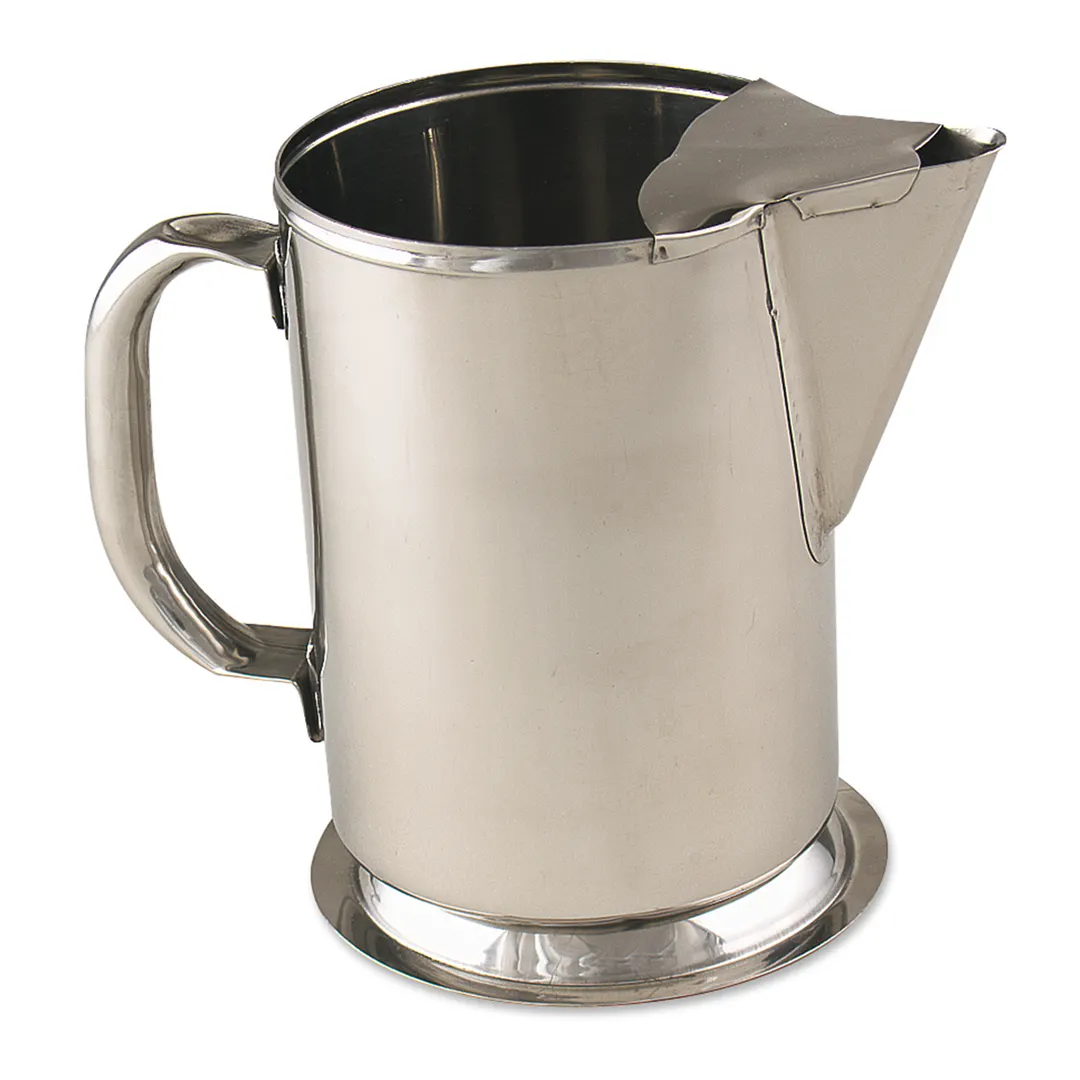 Browne USA 515080 Water Pitcher, 64‑Oz, 5" x 9" H Guard, Gadroon Base, Stainless Steel