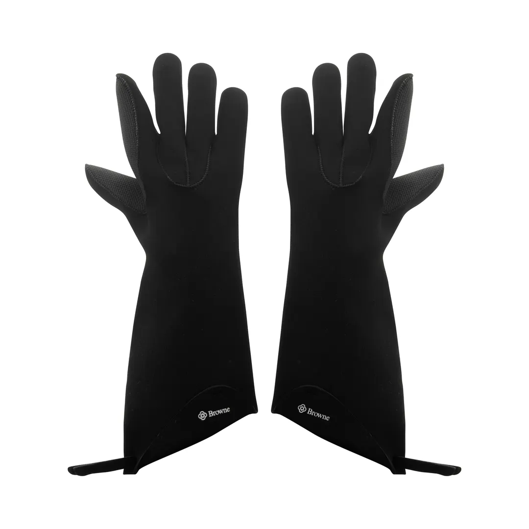 Browne USA 5430502 5‑Finger Glove, Kevlar/FLXaPrene Black, 15", -134°F‑500°F Protection - 1 Pair
