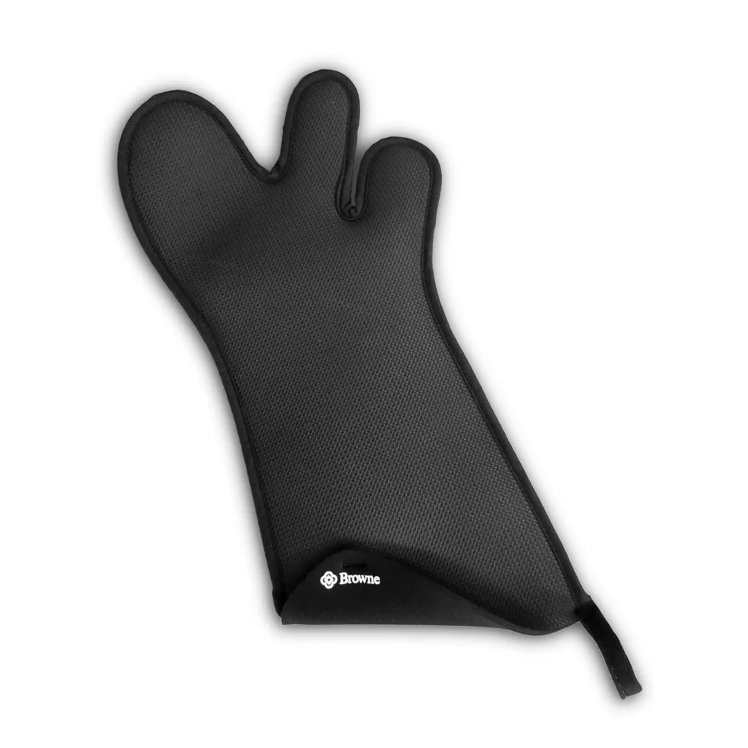Browne USA 5443602 Finger Oven Mitt, 16" Black Neoprene, Flame‑Retardant Palm, Heat‑Resist to 500°F