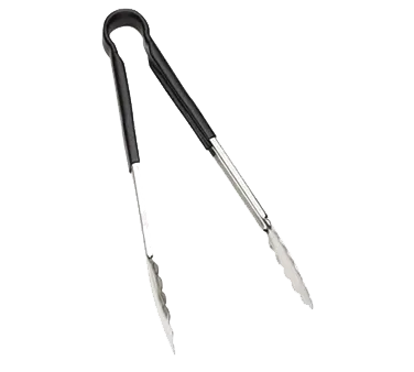 Browne USA 5511BK Utility Tongs – 9" Stainless Steel with PVC Black Handle, 1.0 mm, 3‑9" Size