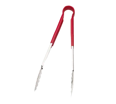 Browne USA 5512RD Utility Tongs – 12‑13" Stainless Steel with Red PVC Handle, 1.0 mm, Red