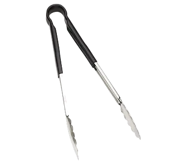 Browne USA 5513BK Utility Tongs – 16", 14‑16" Grip, Stainless Steel, 1.0 mm, Black PVC‑Coated Handle