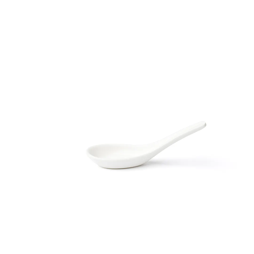 Browne USA 5630103 Soup Spoon, 5" Length, 5.5x1.75x2" White Porcelain Foundation - Dozen