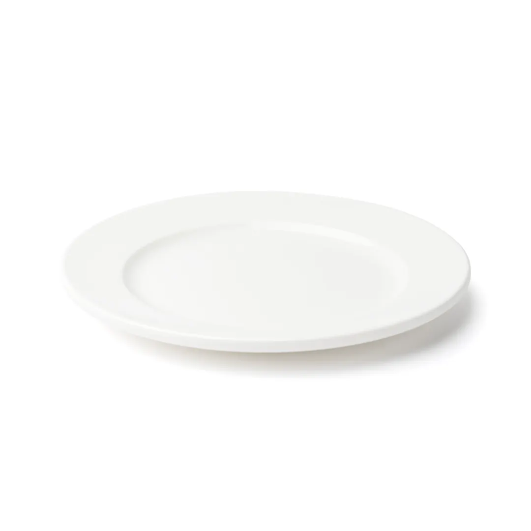 Browne USA 5630108 - Round 9" White Wide Rim Vitrified High Alumina Porcelain China Plate - 1 Dozen