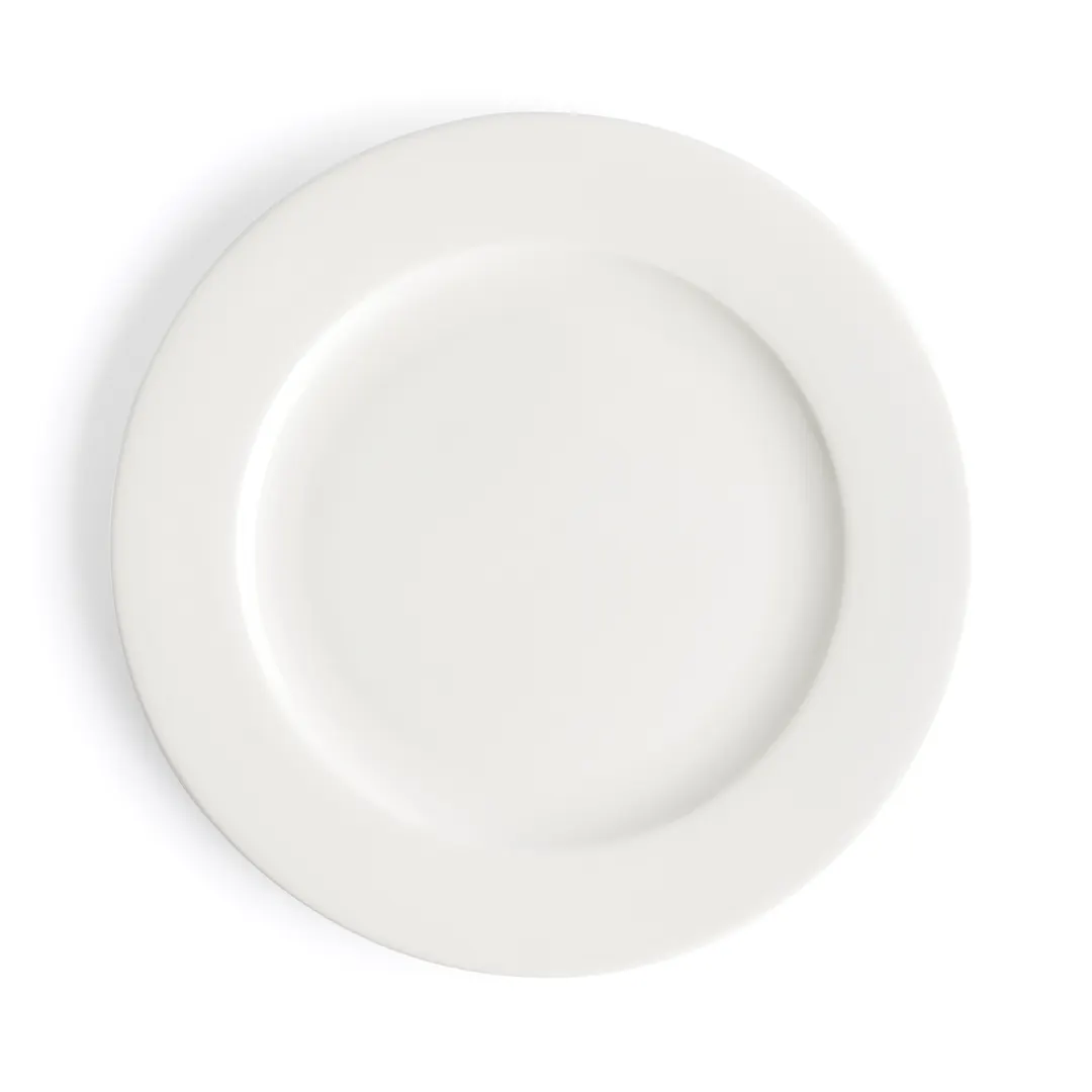 Browne USA 5630110 China Plate, 10.75" Round White Porcelain with Wide Rim, Vitrified - Dozen