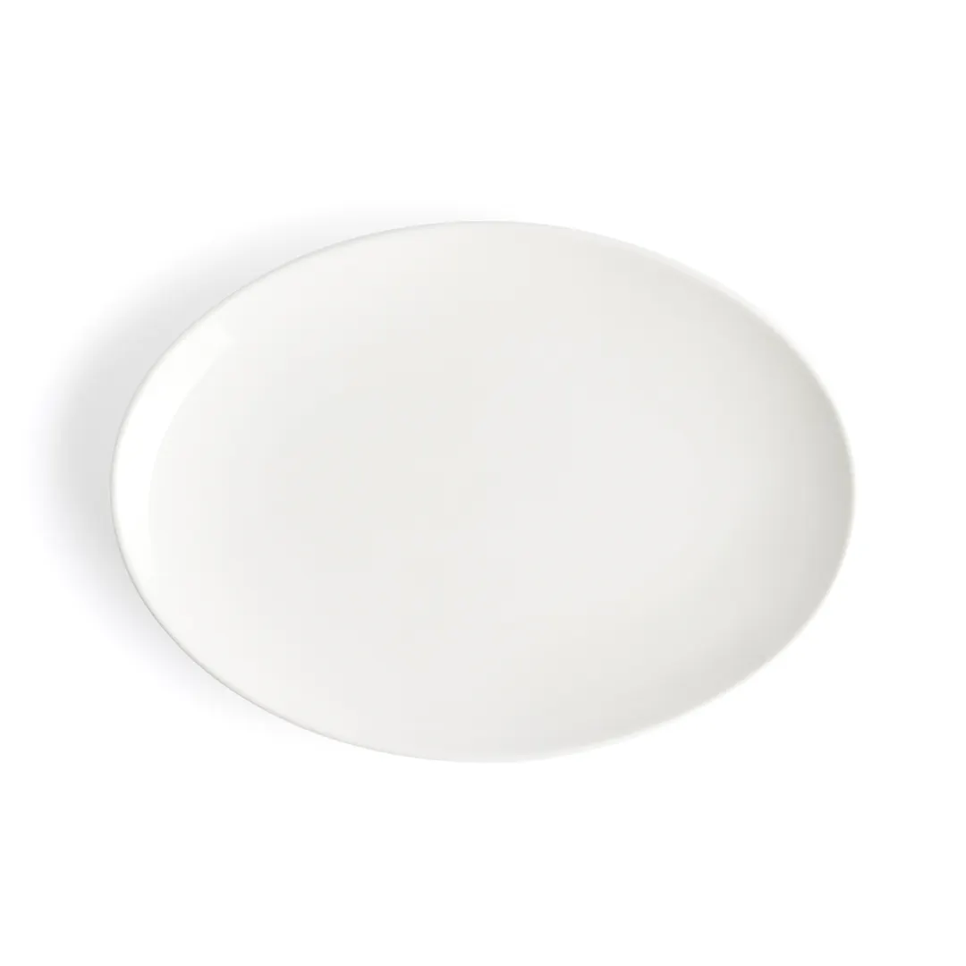 Browne USA 5630115 - Oval Plate, 10" x 7.25", White Vitrified Porcelain, Coupe Rim, 1 Dozen
