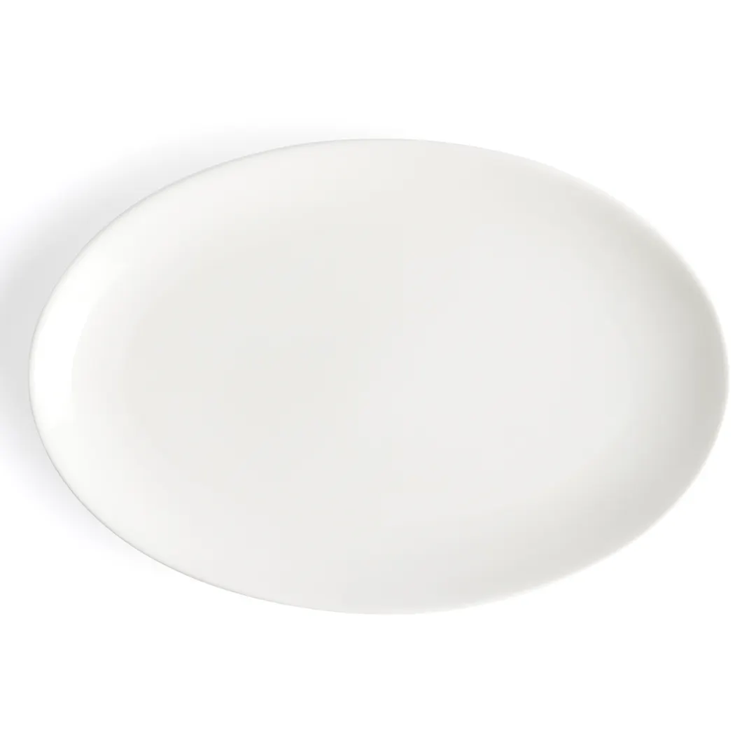 Browne USA 5630117 Oval China Plate, 12" x 8" Coupe Rim, White Vitrified Porcelain - Dozen