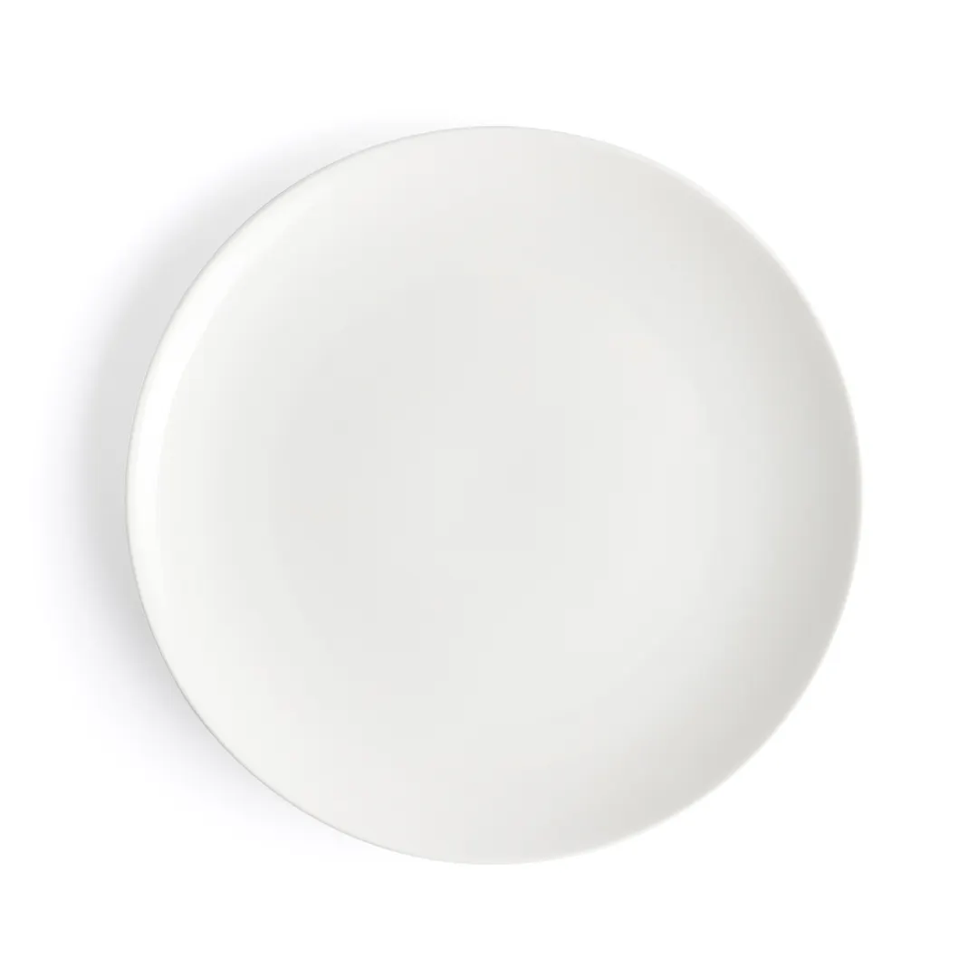 Browne USA 5630166 Round 10" White Vitrified High Alumina Porcelain Coupe Rim Plate - Dozen