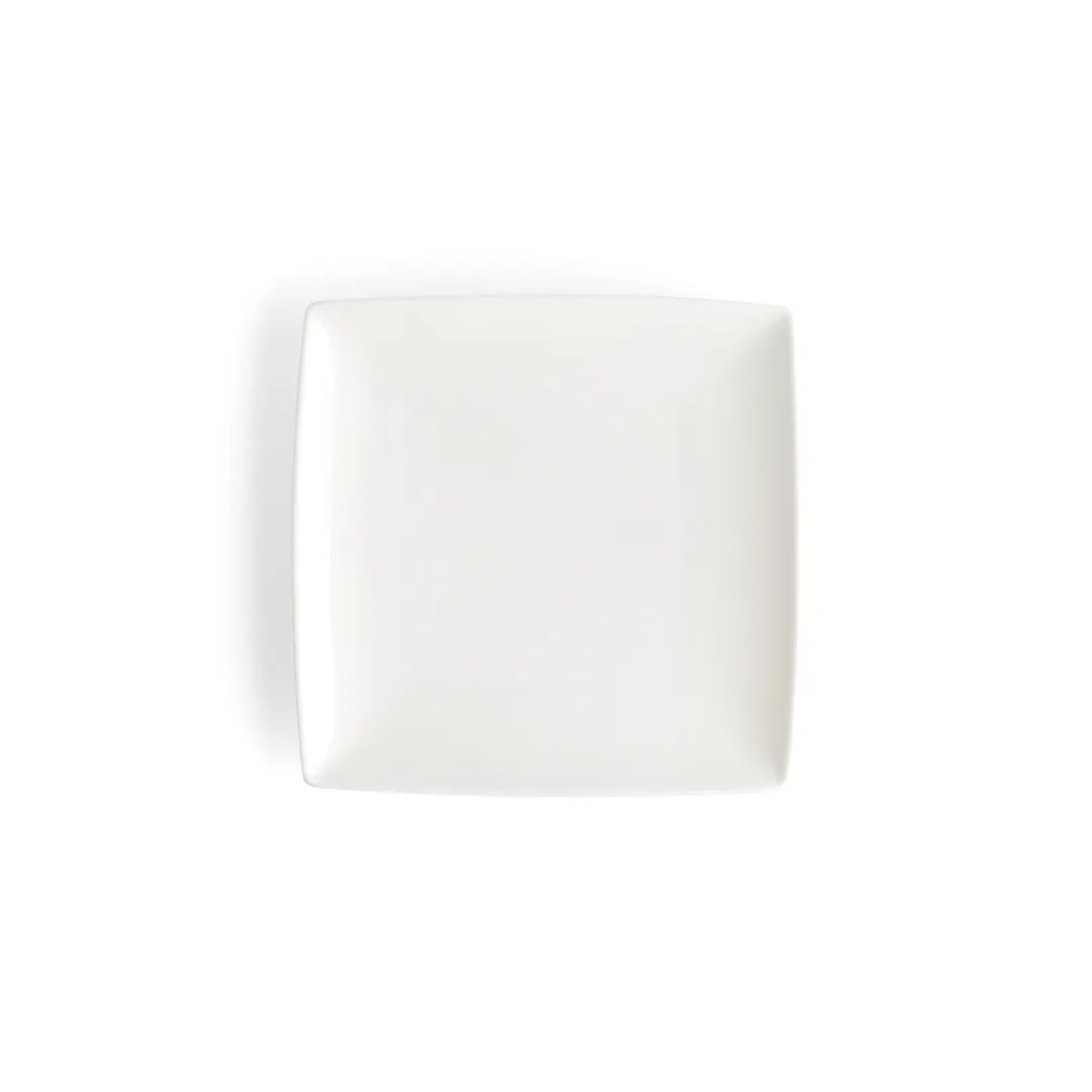 Browne USA 5630189 Square Plate, 6.25" (15.8 cm) White Porcelain With Coupe Rim - Dozen