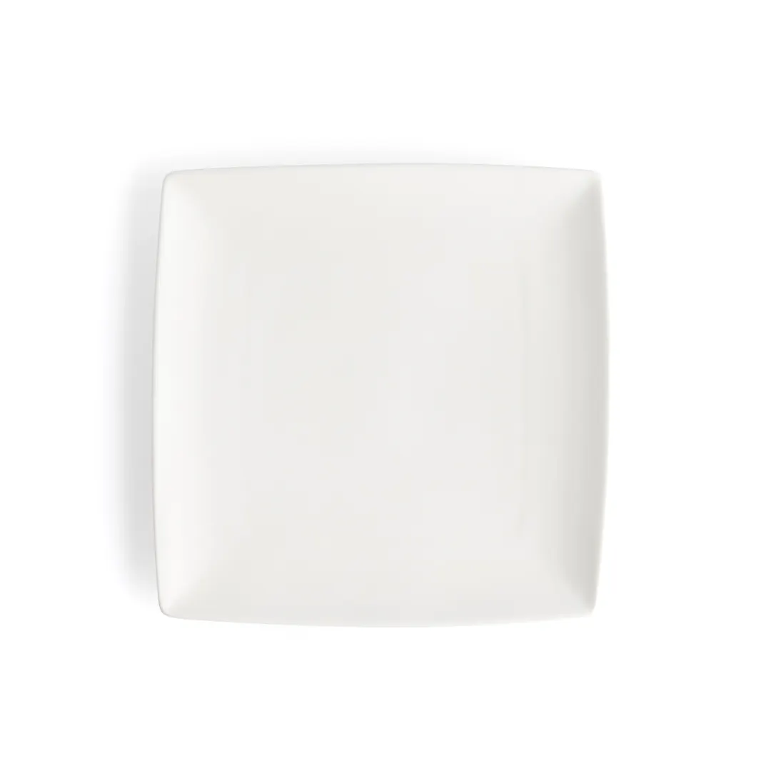 Browne USA 5630190 Square Plate, 8" (20.5 cm) White High‑Alumina Porcelain Coupe Rim - Dozen
