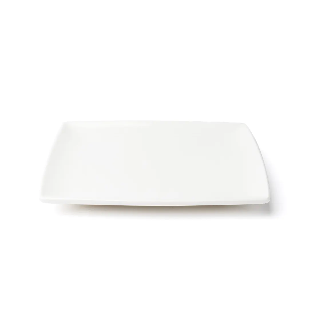 Browne USA 5630190 Square Plate, 8" (20.5 cm) White High‑Alumina Porcelain Coupe Rim - Dozen