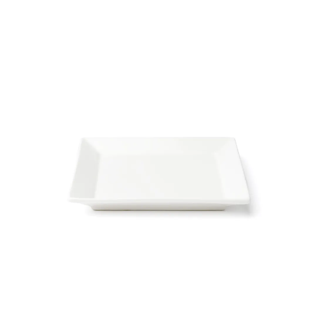 Browne USA 5630192 Square China Plate, 6" White Vitrified Porcelain, Wide Rim - Dozen