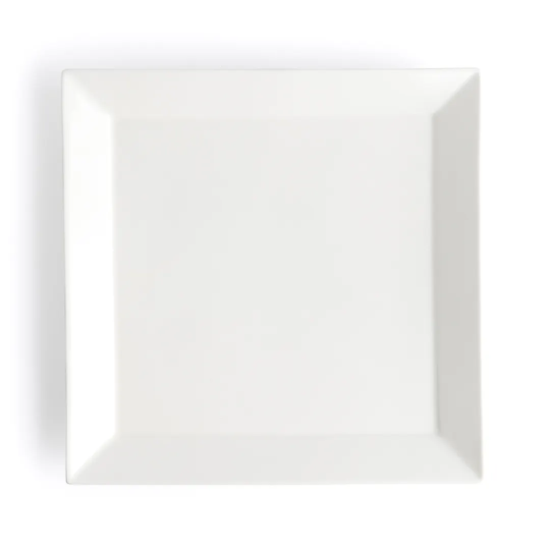 Browne USA 5630193 China Plate, 10" Square White Porcelain, Wide Rim - Dozen