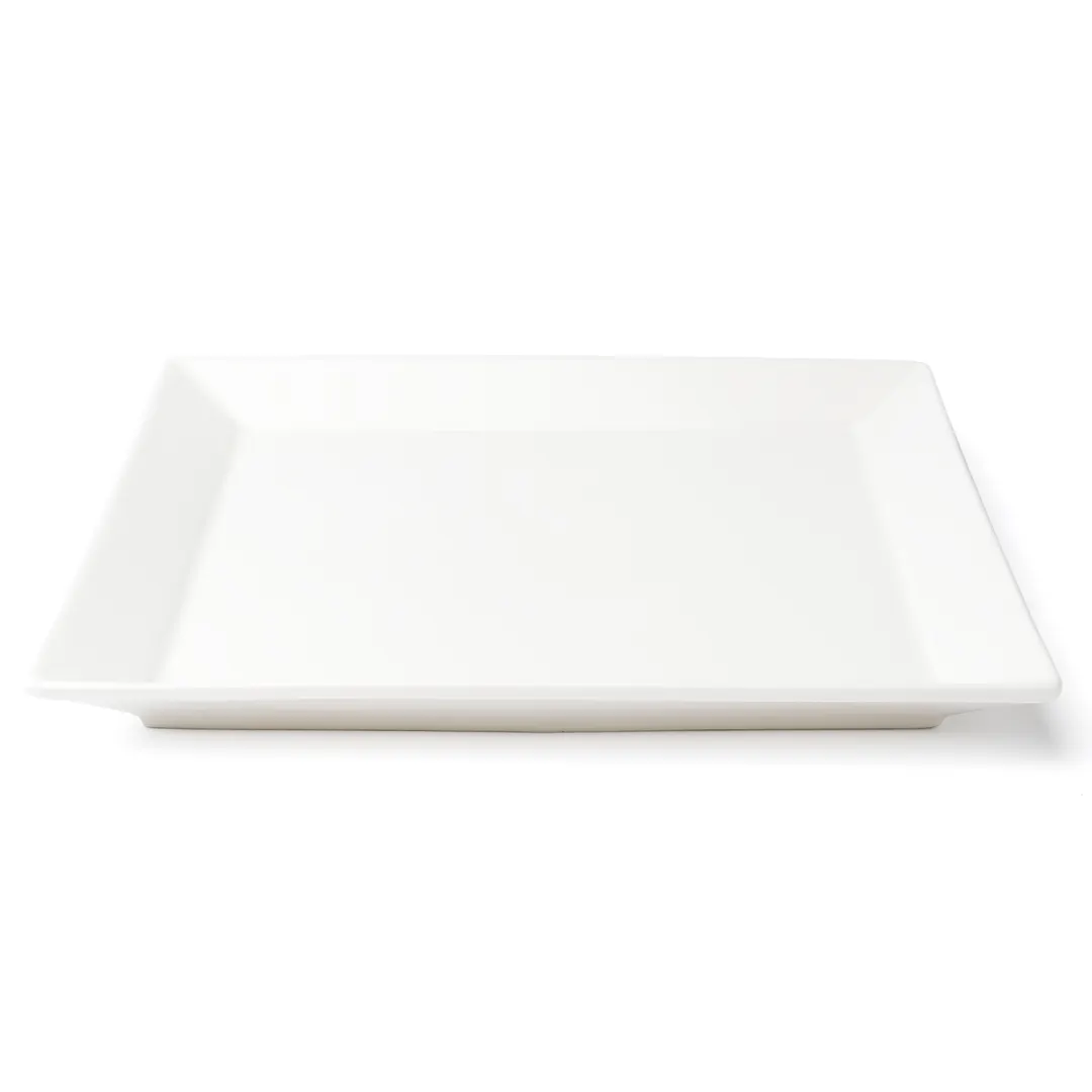 Browne USA 5630193 China Plate, 10" Square White Porcelain, Wide Rim - Dozen