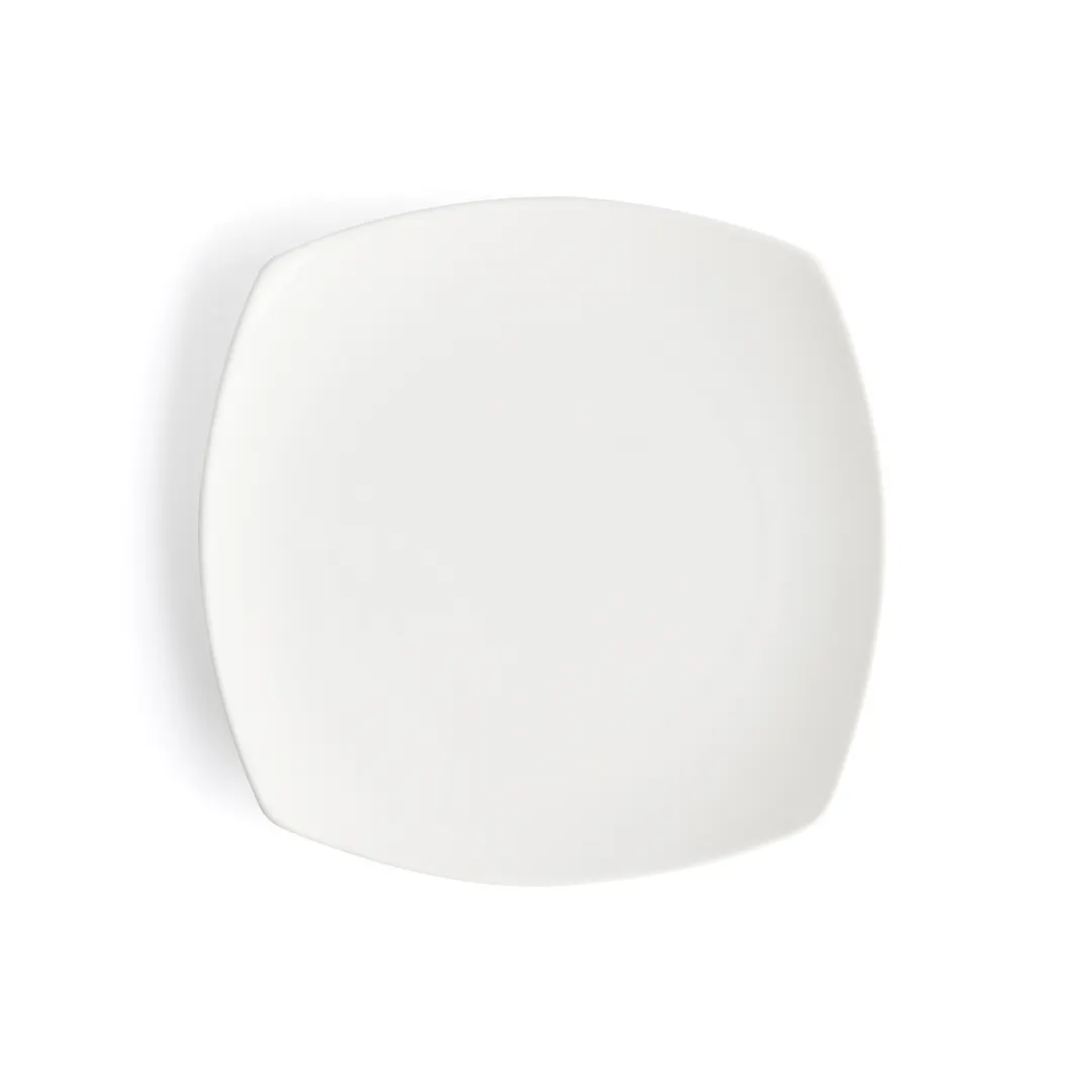 Browne USA 5630196 China Plate, 8.5" Rounded Square Coupe Rim, White Vitrified Porcelain - Dozen