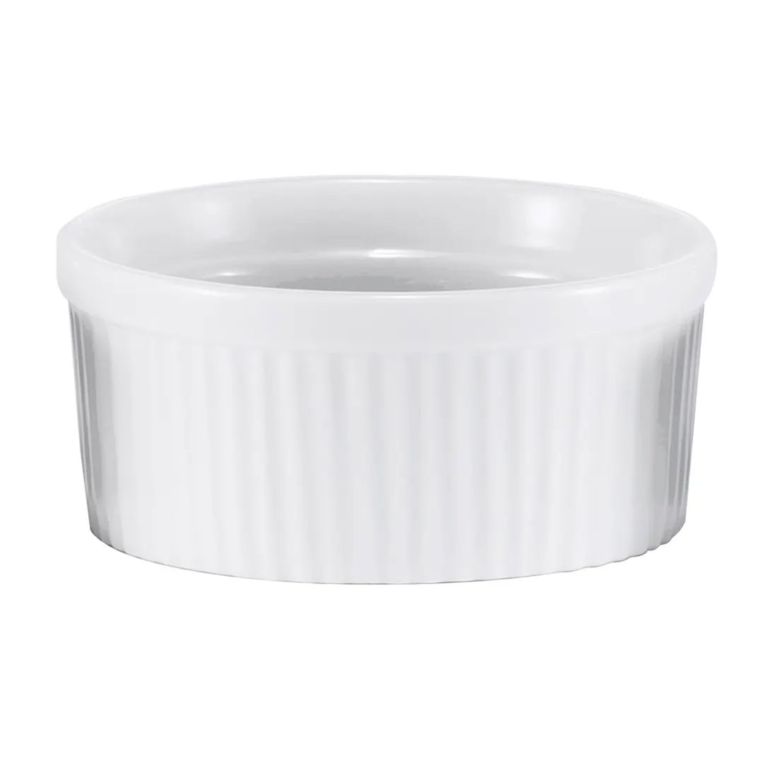 Browne USA 564022W Ramekin, 10 oz, 4‑3/10" Dia x 2" H, White Porcelain, Ribbed Sides