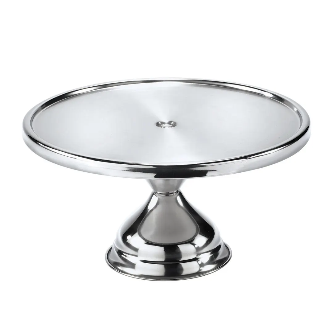Browne USA 57125 Cake Stand, 12" Diameter x 7-1/8" Height, Stainless Steel, 7-9" Height Range