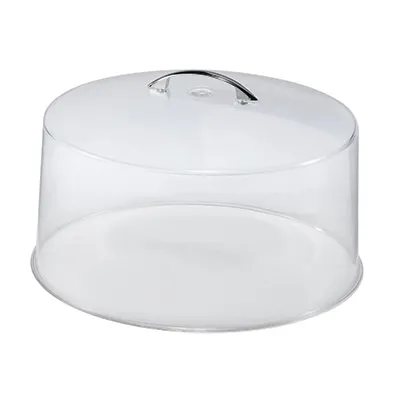Browne USA 57140 Cake Cover - 12" Diameter, 6" Height, Clear Lucite Plastic, Chrome Handle