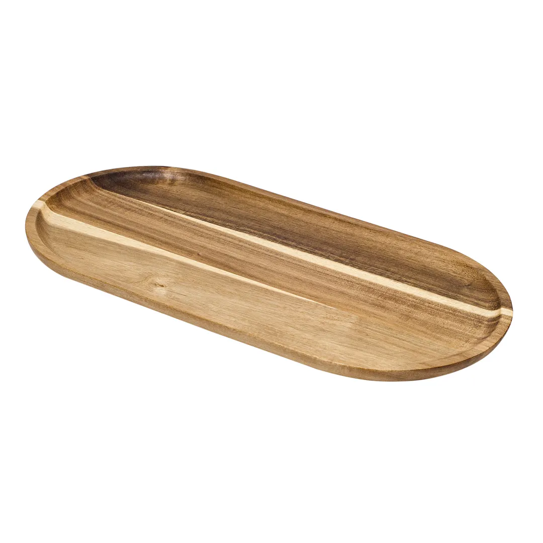 Browne USA 571680 - Oval Acacia Wood Serving Board 16" x 8", Food‑Safe Mineral Oil