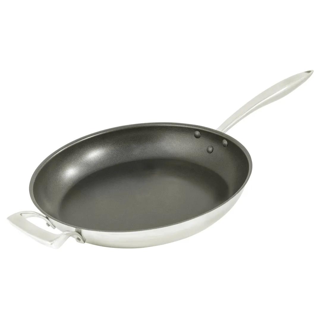 Browne USA 5724062 Fry Pan, 12½" x 2" Stainless Steel, ¼" Al Core, Excalibur Non‑Stick, Induction