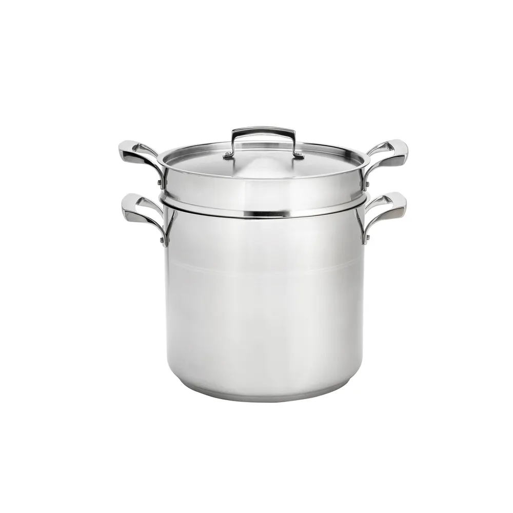 Browne USA 5724076 Double Boiler Set 3‑Piece 16 Qt 11" Pot, Al/Steel Core, Induction‑Ready, NSF