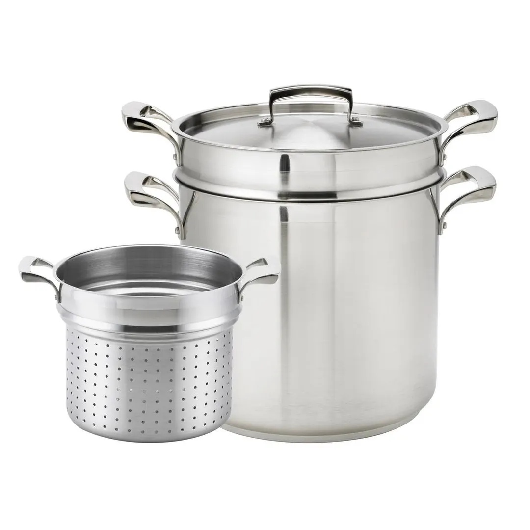 Browne USA 5724090 Pasta Cooker Set, 20‑Qt 11‑3/4" Pot w/ Basket, Stainless, Induction Ready - Set