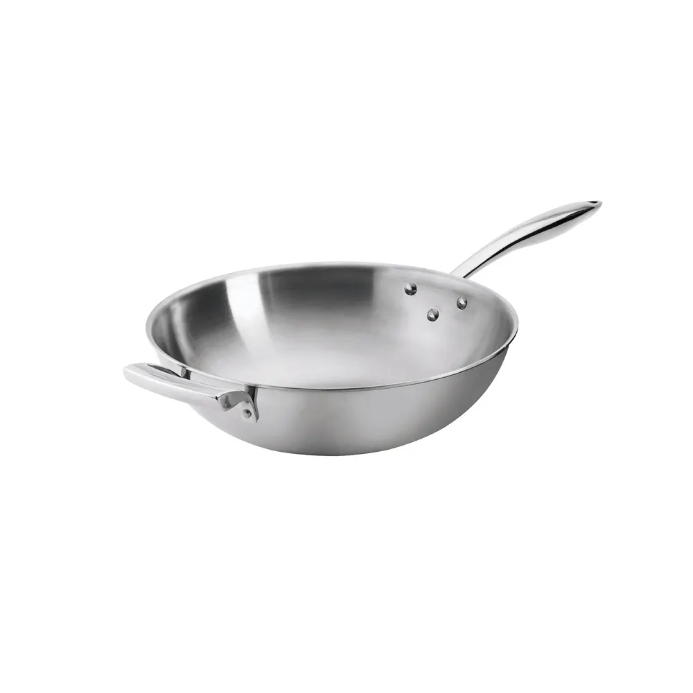Browne USA 5724095 Thermalloy 5-Qt 12" Wok, Stainless Steel, Handle, Induction Ready, NSF