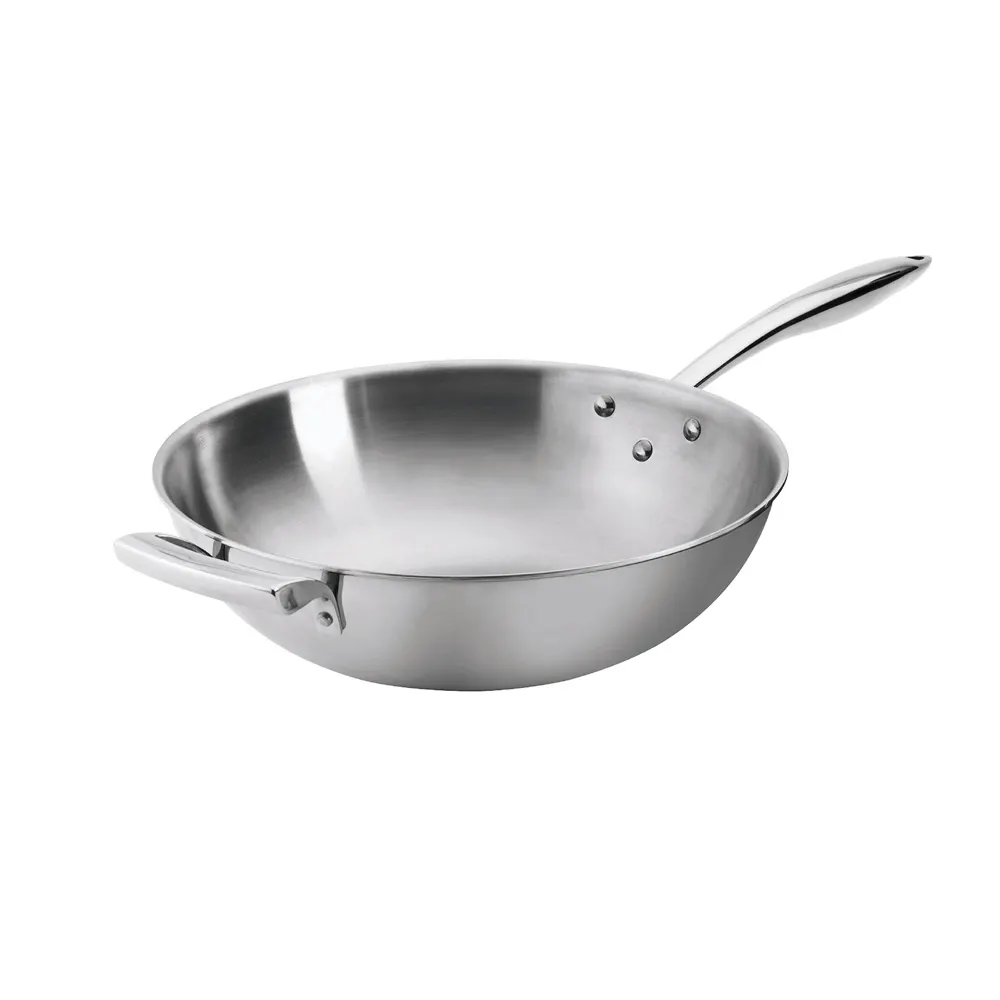 Browne USA 5724100 Wok, 9 Qt 14" Dia x 3-1/2" H, Steel/Aluminum Core,, Induction Ready
