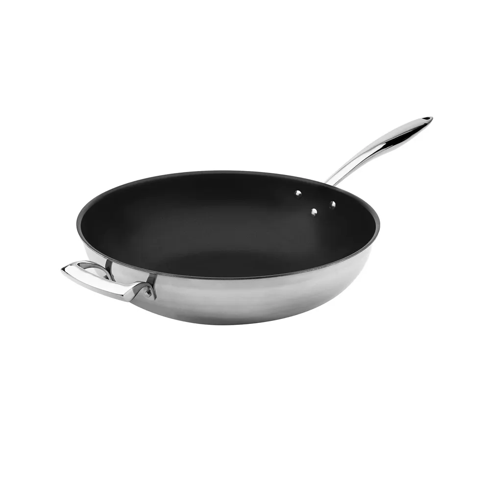 Browne USA 5724102 Thermalloy Wok, 5 Qt 12" x 3-3/5", Stainless Steel, Non‑Stick, Induction Ready